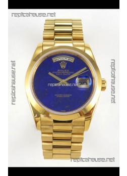 Rolex Day Date Yellow Gold Blue Lapis Dial 36MM Swiss Replica Watch 