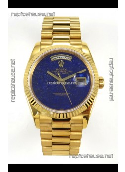 Rolex Day Date Yellow Gold Blue Lapis Dial 36MM Swiss Replica Watch 