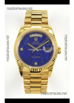 Rolex Day Date Yellow Gold Blue Lapis Dial 36MM Swiss Replica Watch 