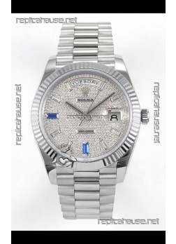 Rolex Day Date Diamonds Dial 40MM Super Clone Watch 