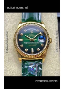 Rolex Day Date 128238 Yellow Gold Green Ombre Diamonds Dial Super Clone Watch 