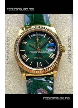 Rolex Day Date 128238 Yellow Gold Green Ombre Roman Dial Super Clone Watch 