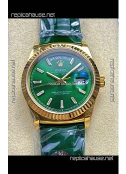 Rolex Day Date 128238 Yellow Gold Green Crystal Dial Super Clone Watch 
