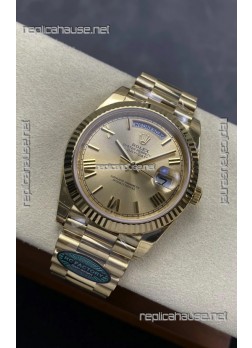 Rolex Day Date 228238 Yellow Gold in Gold Roman Dial Super Clone Watch 