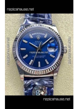 Rolex Day Date 128236 Stainless Steel Blue Crystal Dial Super Clone Watch 
