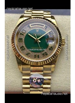 Rolex Day Date 118238 Yellow Gold Diamonds Dial Super Clone Watch 