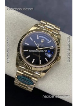 Rolex Day Date 228238 Yellow Gold Black Dial Super Clone Watch 