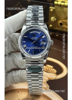 Rolex Day Date 228236 Stainless Steel Blue Roman Dial Super Clone Watch 