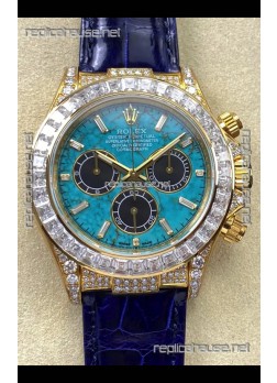 Rolex Daytona 126518LN Yellow Gold Turquoise Dial FREE SPRUNG MVMT Super Clone Watch 