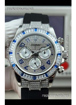 Rolex Daytona 116599 FREE SPRUNG MVMT White Gold Diamonds Paved Super Clone Watch 