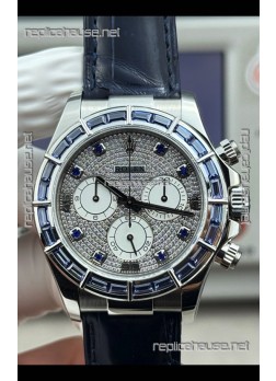 Rolex Daytona 116589SALV FREE SPRUNG MVMT White Gold Diamonds Dial Super Clone Watch 