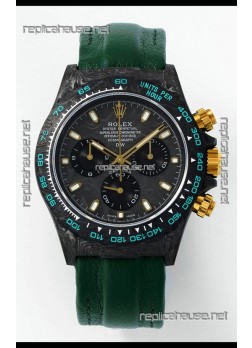 Rolex Daytona DiW Forged Cabon Casing Green Velcro Strap Super Clone Watch 