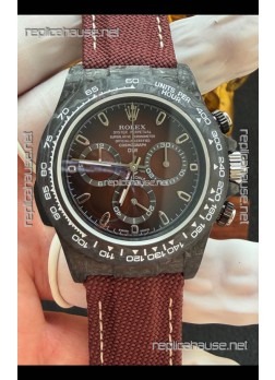 Rolex Daytona DiW Black Carbon Fiber Brown Dial Super Clone Watch 
