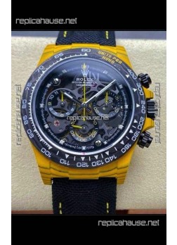 Rolex Daytona Yellow TPT Casing Skeleton Dial Nylon Strap Super Clone Watch 