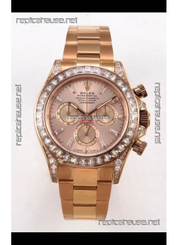 Rolex Daytona 126595 FREE SPRUNG MVMT Rose Gold Dial Super Clone Watch 
