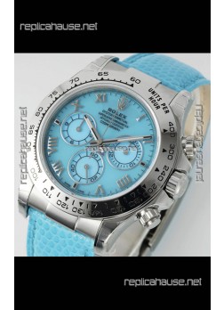 Rolex Daytona 116519 Stainless Steel Blue Pearl Leather Strap Super Clone Watch