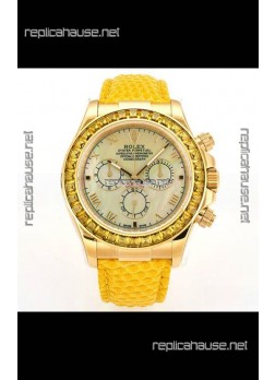 Rolex Daytona 116568 Yellow Gold 4801 Movement Sapphires Yellow Dial Super Clone Watch 