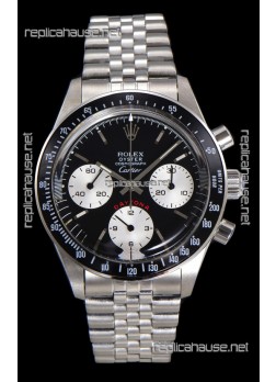 Rolex Daytona Paul Newman 37MM Cartier Black Dial Manual Wind Super Clone Watch 