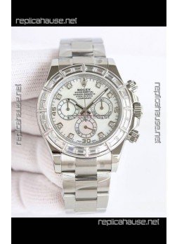 Rolex Daytona 116519 Stainless Steel White Pearl Dial Super Clone Watch 
