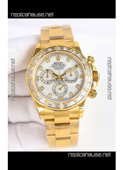 Rolex Daytona 116519 Yellow Gold White Pearl Dial Super Clone Watch 