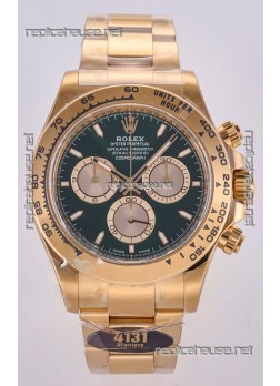 Rolex Daytona 126508 Yellow Gold Green Dial FREE SPRUNG MVMT Super Clone Watch 