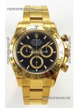 Rolex Daytona 126508 Yellow Gold Black Dial FREE SPRUNG MVMT Super Clone Watch 