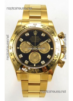 Rolex Daytona 126508 Yellow Gold Black Dial FREE SPRUNG MVMT Super Clone Watch 