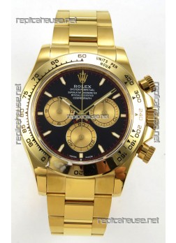 Rolex Daytona 126508 Yellow Gold Black Dial FREE SPRUNG MVMT Super Clone Watch 