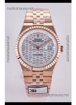 Rolex Land-Dweller 127336 Steel Honeycomb Dial Rose Gold 40MM Super Clone Watch 