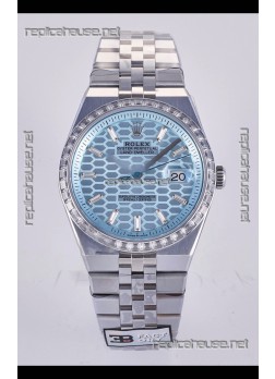 Rolex Land-Dweller 127336 Ice Blue Honeycomb Diamonds 40MM Super Clone Watch 