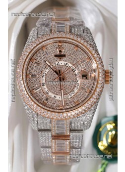 Rolex Sky-Dweller REF #m336934 Rose Gold moissanite Iced Out Swiss Replica Watch 