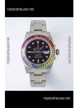 Rolex Submariner Pink Lady Rainbow 40MM Sapphires Super Clone Watch
