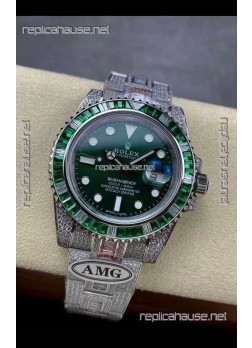 Rolex Submariner 116610 Iced Out Edition 18 Green Dial Swiss Replica Watch 