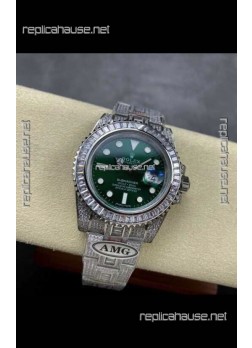 Rolex Submariner 116610 Iced Out Edition 19 Green Dial Swiss Replica Watch 
