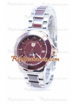 Tag Heuer Formula 1 Quartz Brown Ceramic Rose Gold Bezel with Diamonds Wristwatch TAG-20110535
