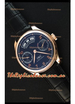 IWC Portugieser Annual Calender Midnight Blue Pink Gold IW503504 1:1 Mirror Replica