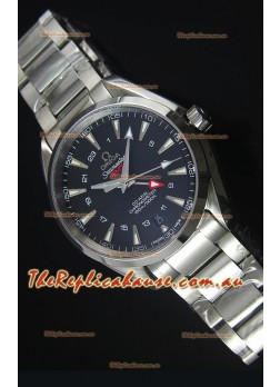 Omega Seamaster COAX GMT Stainless Steel Swiss Watch in Black Dial