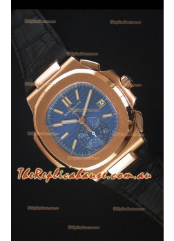 Patek Philippe Nautilus 5980 Chronograph Rose Gold in Blue Dial - 1:1 Mirror Replica