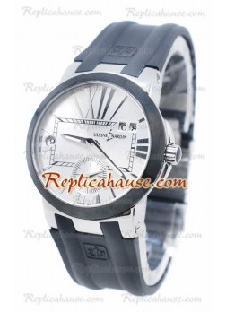 Ulysse Nardin Executive Dual Time Steel Black Rubber Wristwatch ULYS-20101315