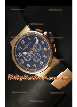 Ulysse Nardin Marine Chronograph Rose Gold Black Arabic Black Dial - 1:1 Mirror Replica