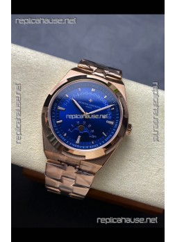 Vacheron Constantin Overseas True Moon Phase Rose Gold Blue Dial Swiss Replica Watch 