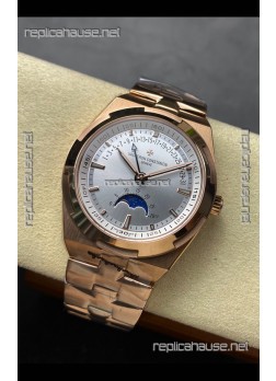 Vacheron Constantin Overseas True Moon Phase Rose Gold Steel Dial Swiss Replica Watch 