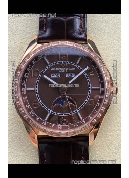 Vacheron Constantin Fiftysix Moonphase Brown Dial Rose Gold Swiss Replica Watch 