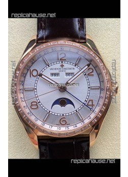 Vacheron Constantin Fiftysix Moonphase Steel Dial Rose Gold Swiss Replica Watch 