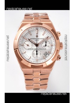 Vacheron Constantin Overseas Chronograph Rose Gold Steel Dial Super Clone Watch 