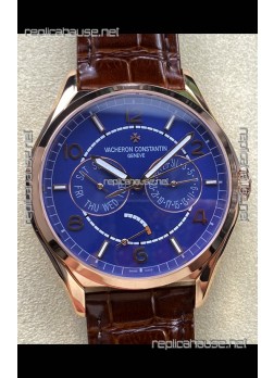 Vacheron Constantin Fiftysix Day-Date Rose Gold Blue Dial Swiss Replica Watch 