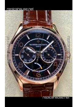 Vacheron Constantin Fiftysix Day-Date Rose Gold Black Dial Swiss Replica Watch 