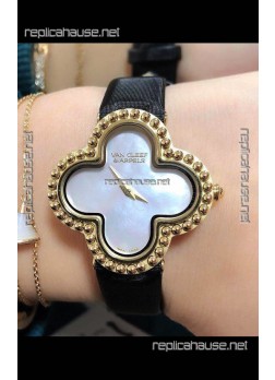 Van Cleef & Arpels Alhambra Yellow Gold Pearl Dial Watch 